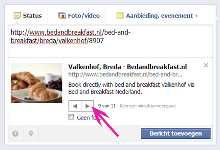 Bed & breakfast op Facebook