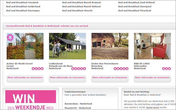 Classificatie homepage Bedandbreakfast.nl