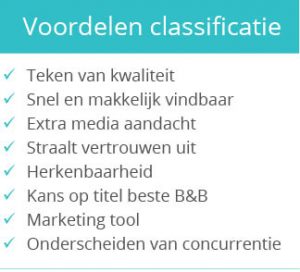 Bedandbreakfast.nl; voordelen Bed and Breakfast Classificatie
